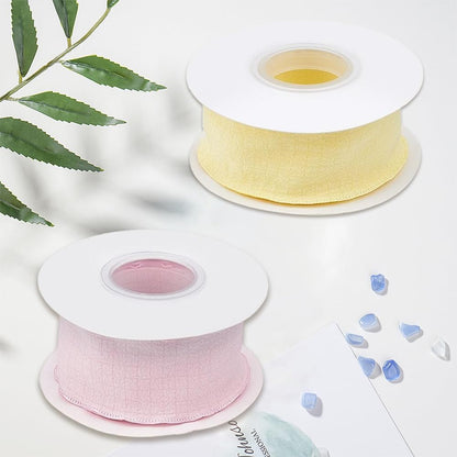 2 Rolls 20 Yards 1.5 Inch Ruffle Edge Ribbon Yellow Pink Double Ruffled Pleated Chiffon Silk Polyester Gathered Fabric Satin Ribbons Trim for Sewing Making Crafts Gift Wrapping Christmas DIY