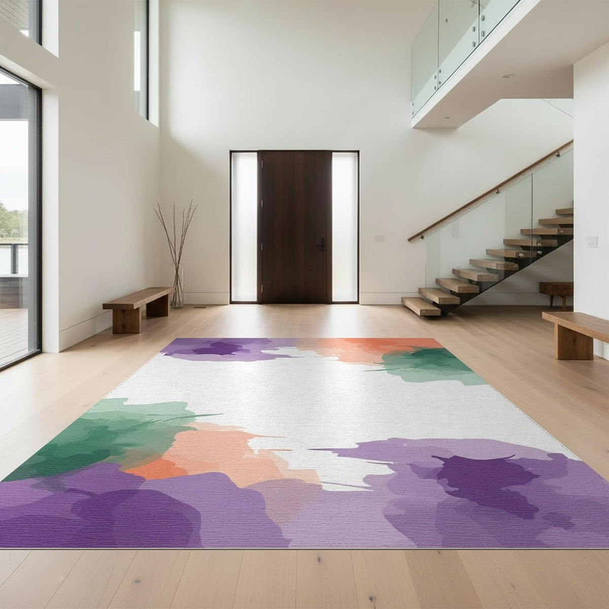 4'x6' Machine Wash Ready Modern Abstract Area Rug, Peach Chair-Friendly & Snag-Free Skid-Resistant Medium Carpet for Home Office, Gaming Room, Under Desk | 2133978