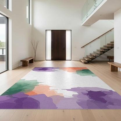 4'x6' Machine Wash Ready Modern Abstract Area Rug, Peach Chair-Friendly & Snag-Free Skid-Resistant Medium Carpet for Home Office, Gaming Room, Under Desk | 2133978