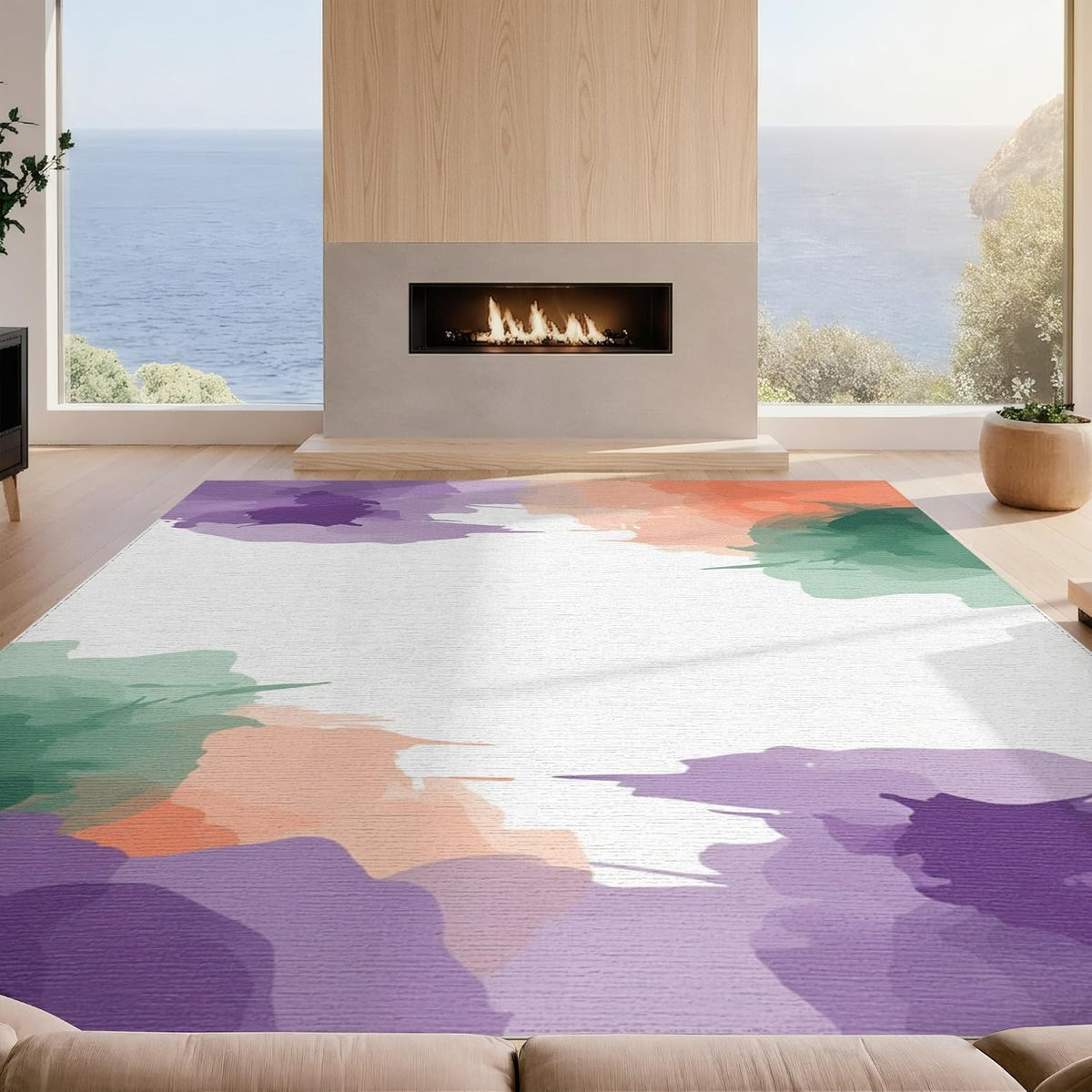 4'x6' Machine Wash Ready Modern Abstract Area Rug, Peach Chair-Friendly & Snag-Free Skid-Resistant Medium Carpet for Home Office, Gaming Room, Under Desk | 2133978