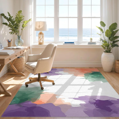 4'x6' Machine Wash Ready Modern Abstract Area Rug, Peach Chair-Friendly & Snag-Free Skid-Resistant Medium Carpet for Home Office, Gaming Room, Under Desk | 2133978