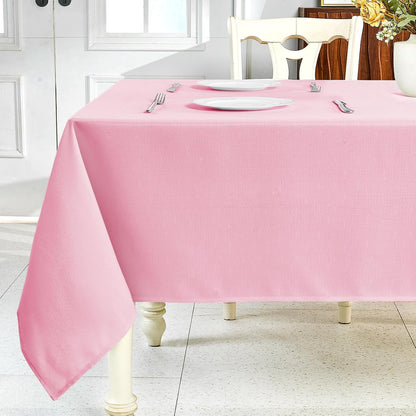 Textured Linen Rectangle Table Cloth, Light Pink, 52 x 70 Inch