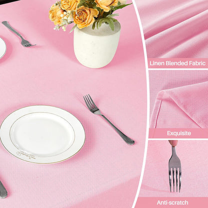 Textured Linen Rectangle Table Cloth, Light Pink, 52 x 70 Inch