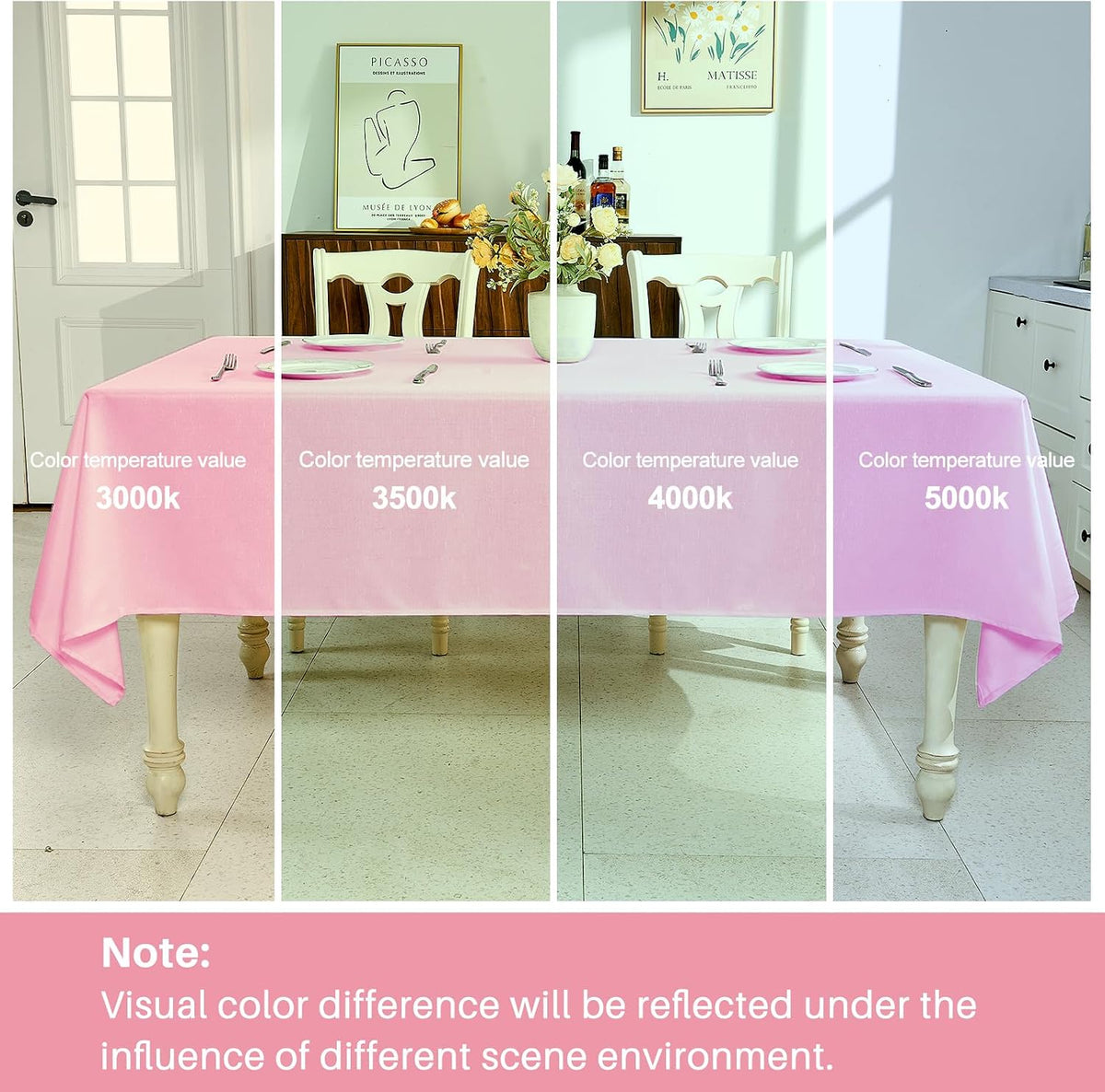 Textured Linen Rectangle Table Cloth, Light Pink, 52 x 70 Inch