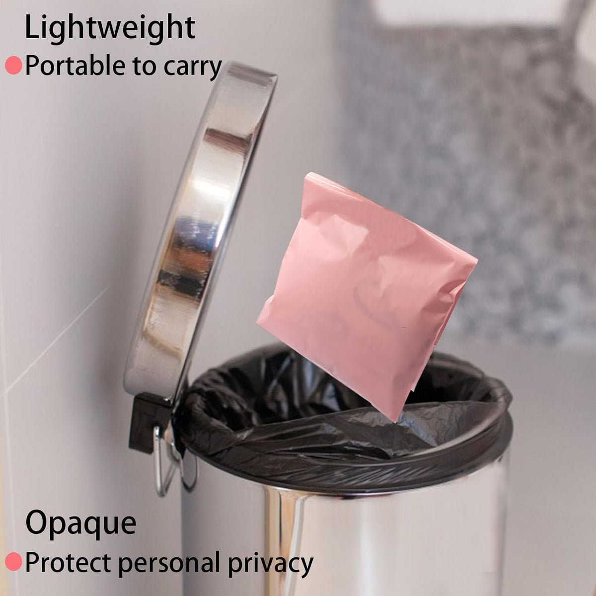 Sanitary Napkin Disposal Bags Feminine Hygiene Bags,100Pcs, Pink, 6.7x9.8IN