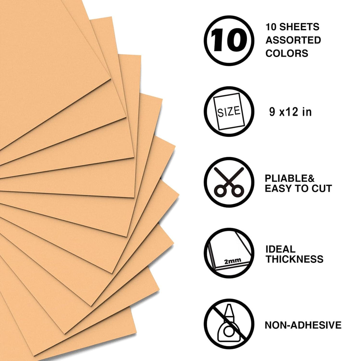 Peach Foam Sheets Crafts 9x12 Inch 2mm Eva Color Craft Foam Paper for Crafts Project Preschoolers Classroom Scrapbooking DIY Cosplay(10 Sheets)