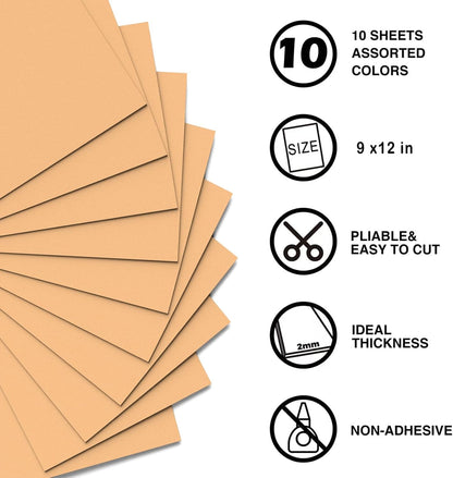 Peach Foam Sheets Crafts 9x12 Inch 2mm Eva Color Craft Foam Paper for Crafts Project Preschoolers Classroom Scrapbooking DIY Cosplay(10 Sheets)