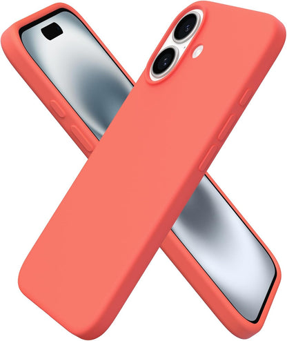 for iPhone 16 Case 6.1", Slim Liquid Silicone,Coral