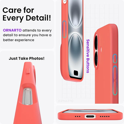 for iPhone 16 Case 6.1", Slim Liquid Silicone,Coral