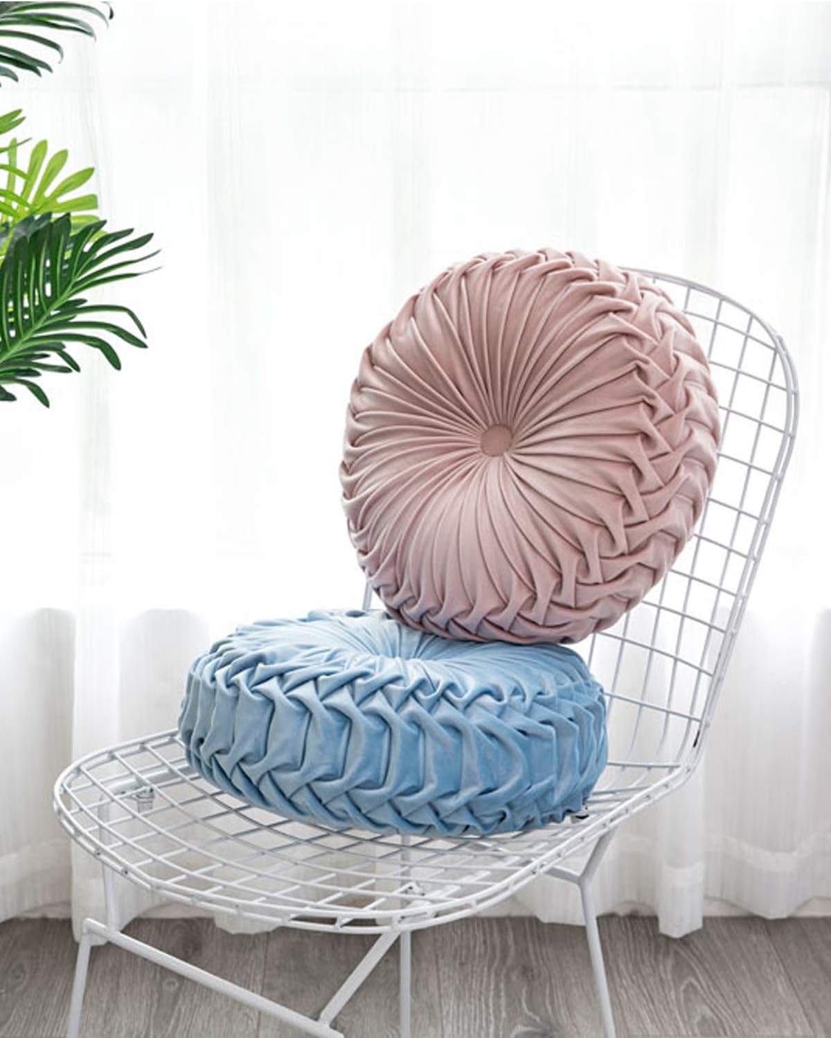 Throw Pillow for Couch Decorative 3D Pumpkin Round Velvet Cushion for Sofa Bed Chair Floor 15"X15", Pink