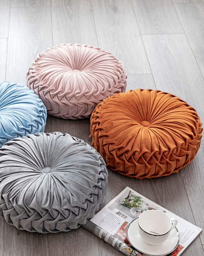 Throw Pillow for Couch Decorative 3D Pumpkin Round Velvet Cushion for Sofa Bed Chair Floor 15"X15", Pink