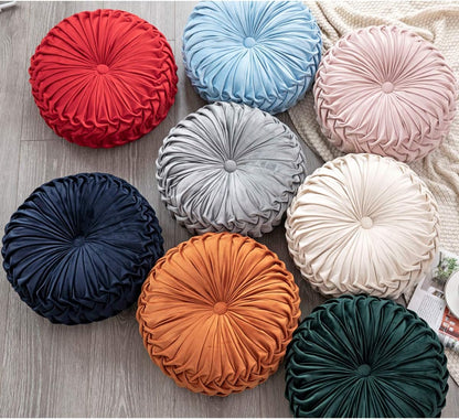 Throw Pillow for Couch Decorative 3D Pumpkin Round Velvet Cushion for Sofa Bed Chair Floor 15"X15", Pink