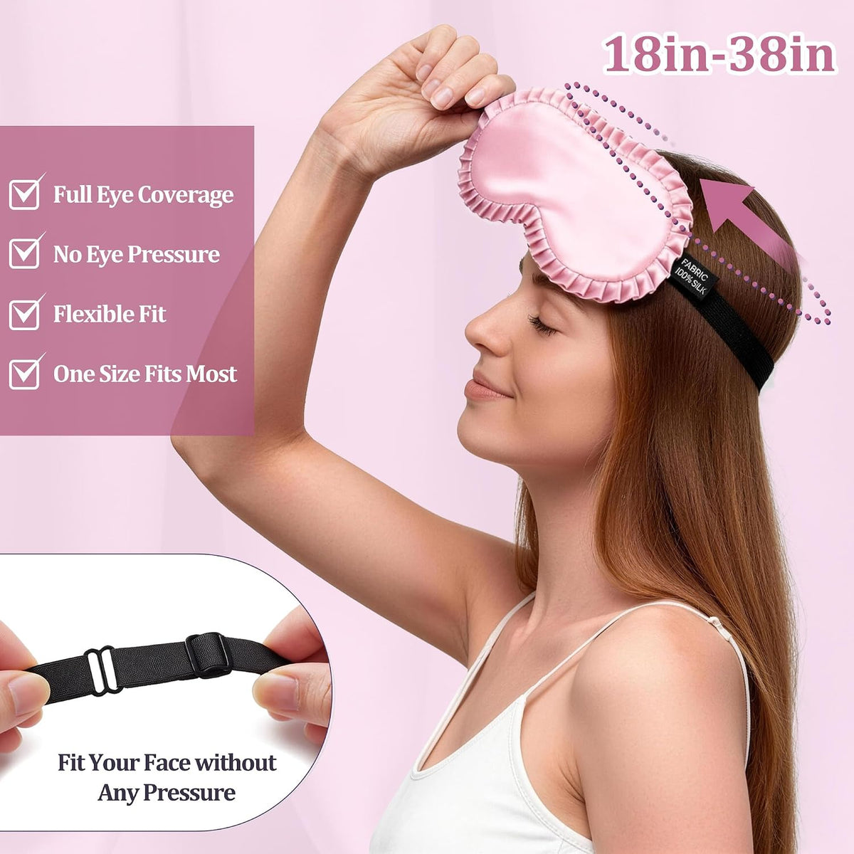 Silk Sleep Mask for Women, 100% Mulberry Silk Eye Mask for Sleeping