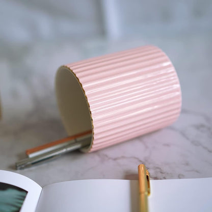 Pen Holder for Desk, Ceramic Pencil Cup Office Desk Organizer, Makeup Brush Holder (Pink)