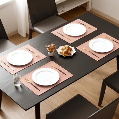 Vinyl Faux Leather Placemats, Set of 6, Pink
