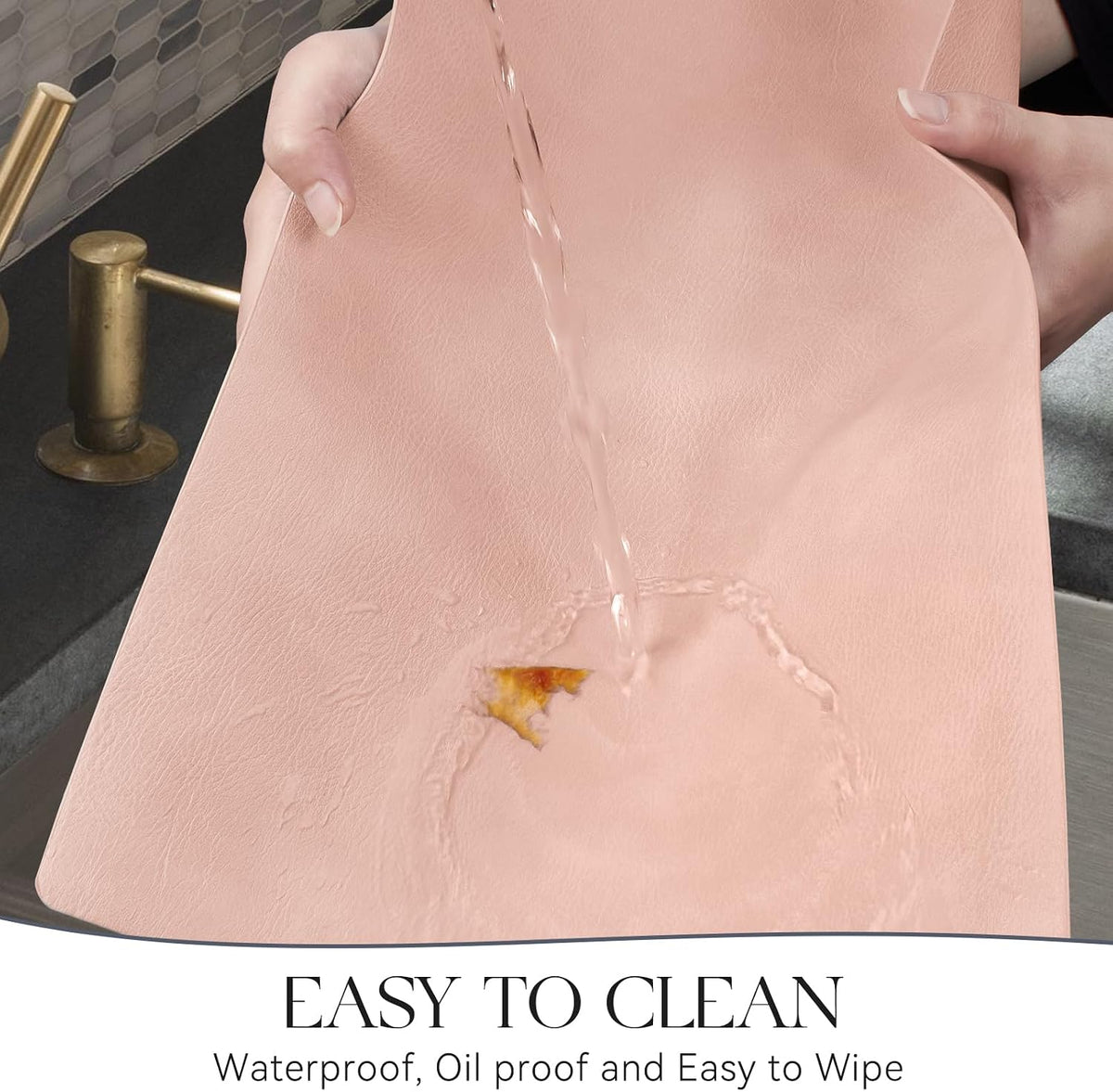 Vinyl Faux Leather Placemats, Set of 6, Pink
