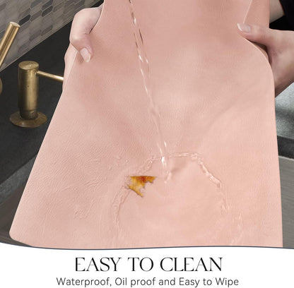 Vinyl Faux Leather Placemats, Set of 6, Pink