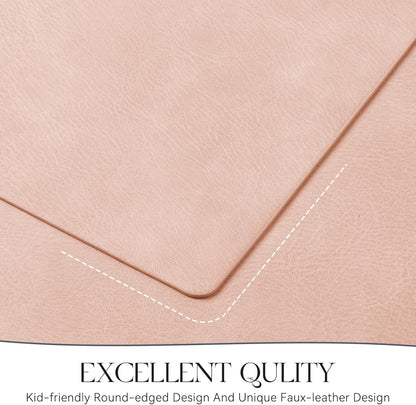 Vinyl Faux Leather Placemats, Set of 6, Pink