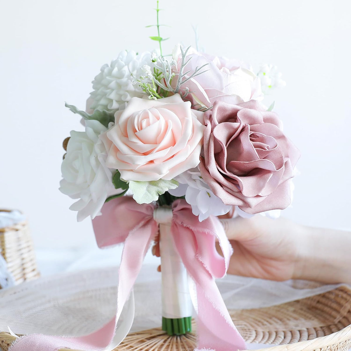 Dusty Rose Wedding Bouquets for Bride Bridesmaid Flower Bouquet