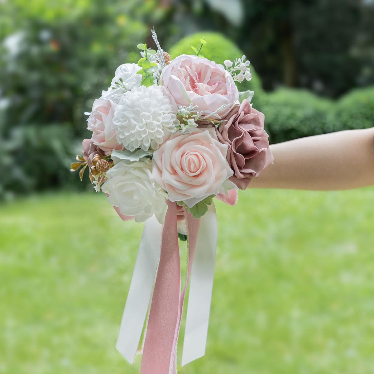 Dusty Rose Wedding Bouquets for Bride Bridesmaid Flower Bouquet