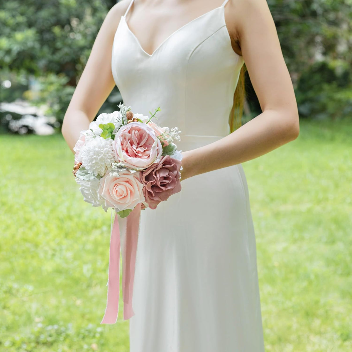 Dusty Rose Wedding Bouquets for Bride Bridesmaid Flower Bouquet