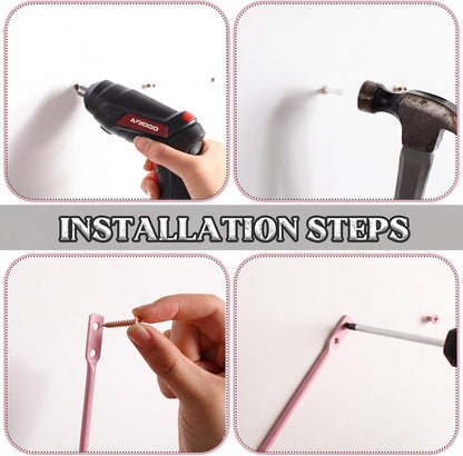 2 Pack Pink Metal Bow Curtain Holdbacks, Wall Mounted