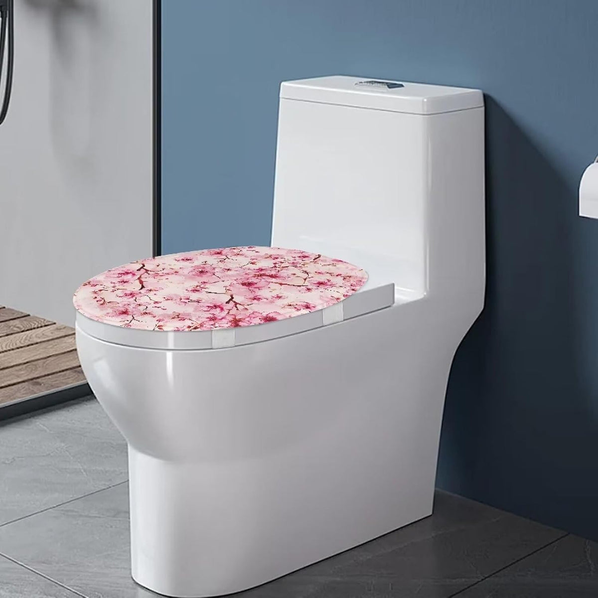 Cherry Blossom Toilet Seat Covers for Bathroom Pink Toilet Lid Cover Elongated Round Oblong Lids Toilet Cover Protector Soft Washable Toilet Seat Lid Cover