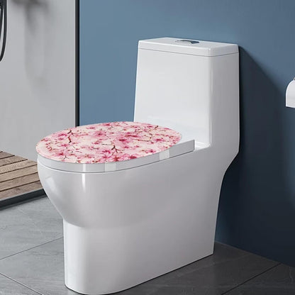 Cherry Blossom Toilet Seat Covers for Bathroom Pink Toilet Lid Cover Elongated Round Oblong Lids Toilet Cover Protector Soft Washable Toilet Seat Lid Cover