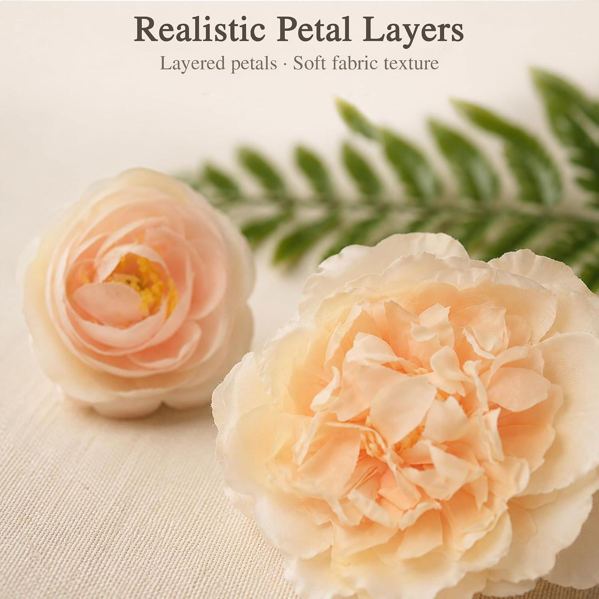 Peony Flower Box, 31PCS Artificial Peony Stems, Soft Peach & Cream Mix