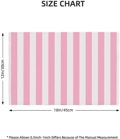 Stripe Placemat Set, Vertical Pink White Stripes Pattern Home Decor Linen Table Mats for Dining Room Kitchens Party Cafe Festive Banquet Wedding Decor, 18" L x 12" W【6 PCS】