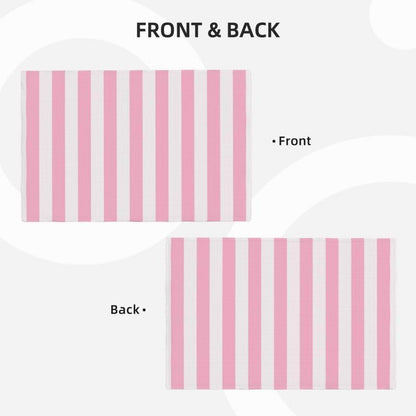 Stripe Placemat Set, Vertical Pink White Stripes Pattern Home Decor Linen Table Mats for Dining Room Kitchens Party Cafe Festive Banquet Wedding Decor, 18" L x 12" W【6 PCS】