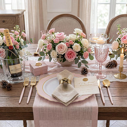 60pcs Pink Plastic Plates - 10.25inch Baroque Pink And Gold Disposable Dinner Plates for Upscale Parties -Special for Baby Shower/Birthday/Weddings