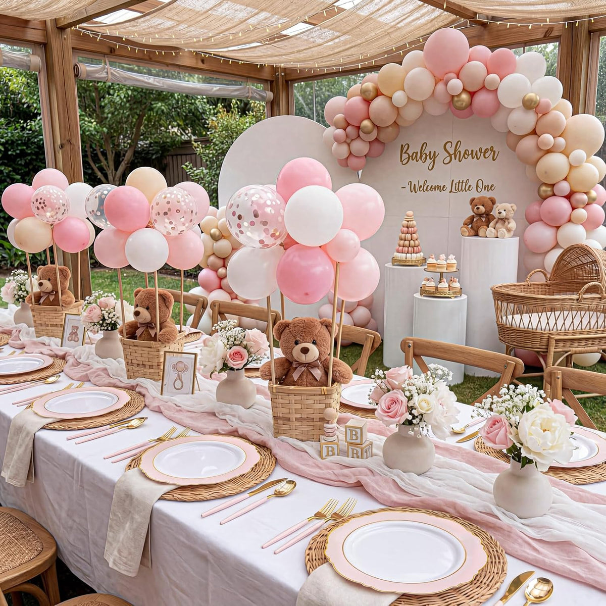 60pcs Pink Plastic Plates - 10.25inch Baroque Pink And Gold Disposable Dinner Plates for Upscale Parties -Special for Baby Shower/Birthday/Weddings