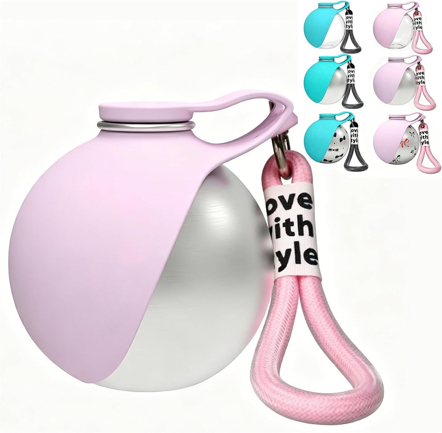 Dog Water Bottle, 2-in-1 Portable Pet Water Bottle with Silicone Bowl Pink | 2-in-1 dog water bottle with pop-up silicone bowl, leakproof stainless steel design for walking, hiking and travel.