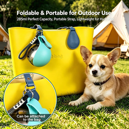 Dog Water Bottle, 2-in-1 Portable Pet Water Bottle with Silicone Bowl Pink | 2-in-1 dog water bottle with pop-up silicone bowl, leakproof stainless steel design for walking, hiking and travel.