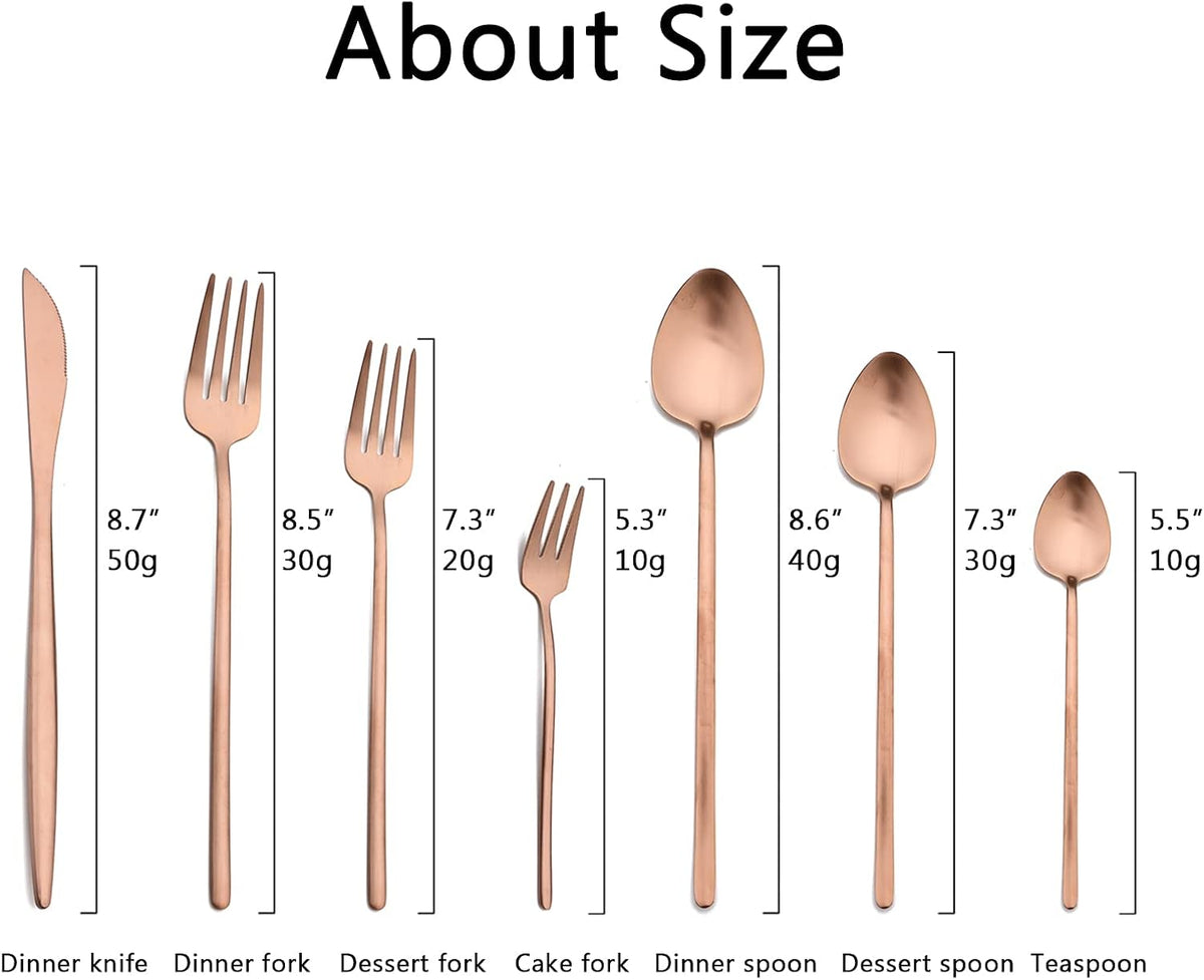 Modern Design 304 Stainless Steel 5.3" Tea Fork Set,3 prong Small Cake Fruit Forks and 5.4" Coffee Spoons Frosted Handle for Coffee Ice Cream Sugar Parties Events Wedding - Rose Gold