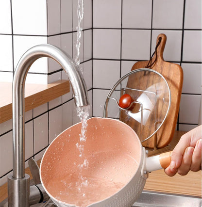 Sauce pan with Lid, 2.5 Quart Nonstick Small Pot, Induction Compatible Aluminum Cooking Pot for Milk, Soup, Pasta, Egg, Rice (pink with steamer)