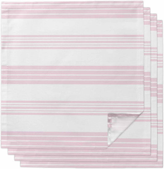 Pink Stripes Cloth Napkins Set of 4, Holiday Napkins for Baby Shower, Modern Boho Simple Lines Art Washable Reusable Dinner Napkin for Cocktail Wedding Party, 20 x 20 Inch