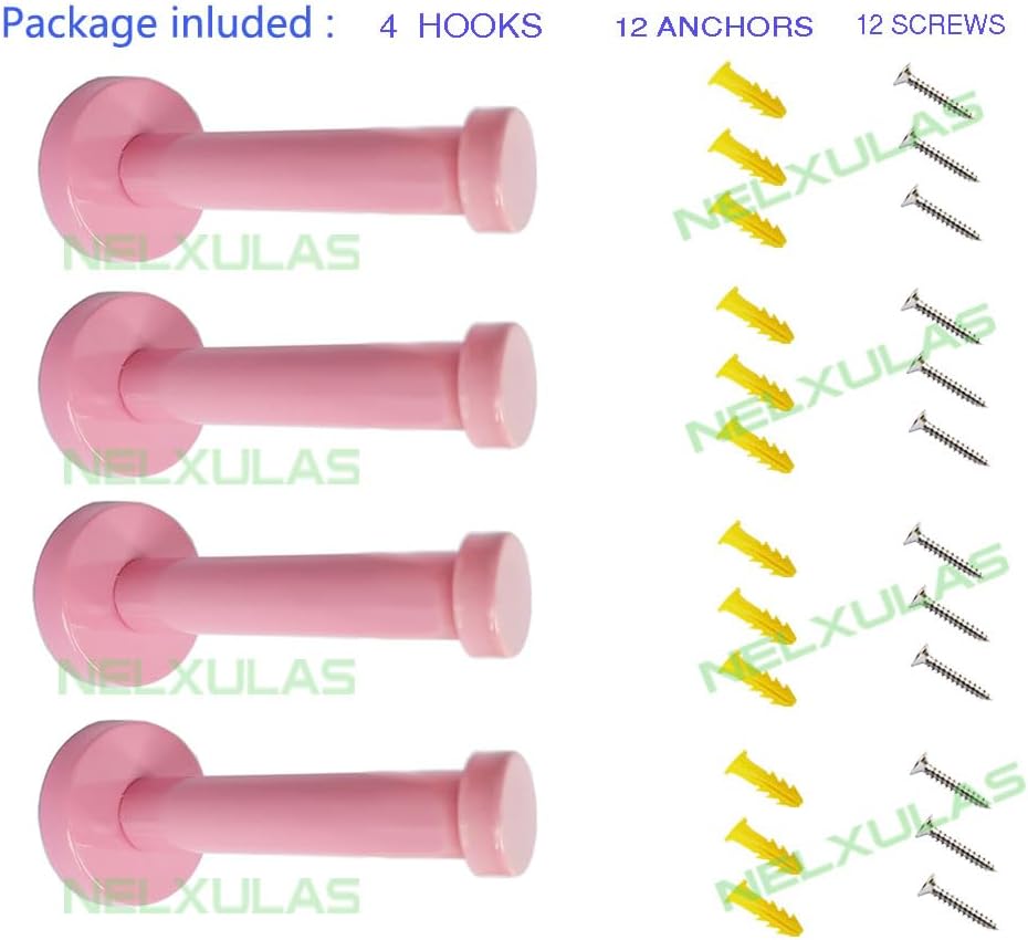 Pink Stainless Steel Single Super Heavy Duty Wall Mount Hook, Bath Towel Hooks, Coat Hanger (4 inch,4 PCS)