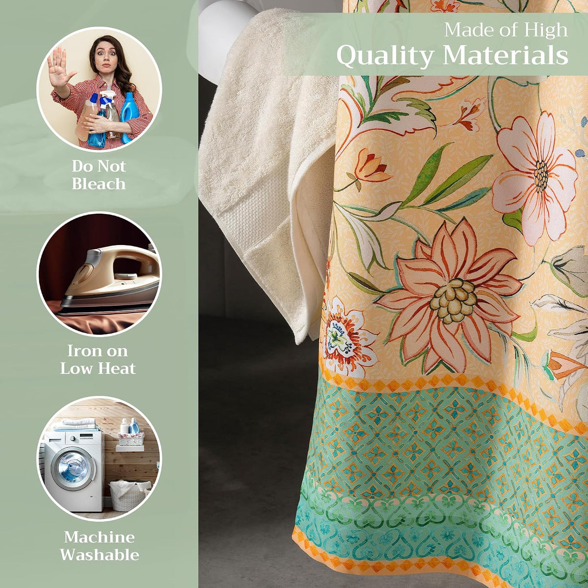 Shower Curtain 100% Cotton (70"x72", Pack of 1) Home Spa