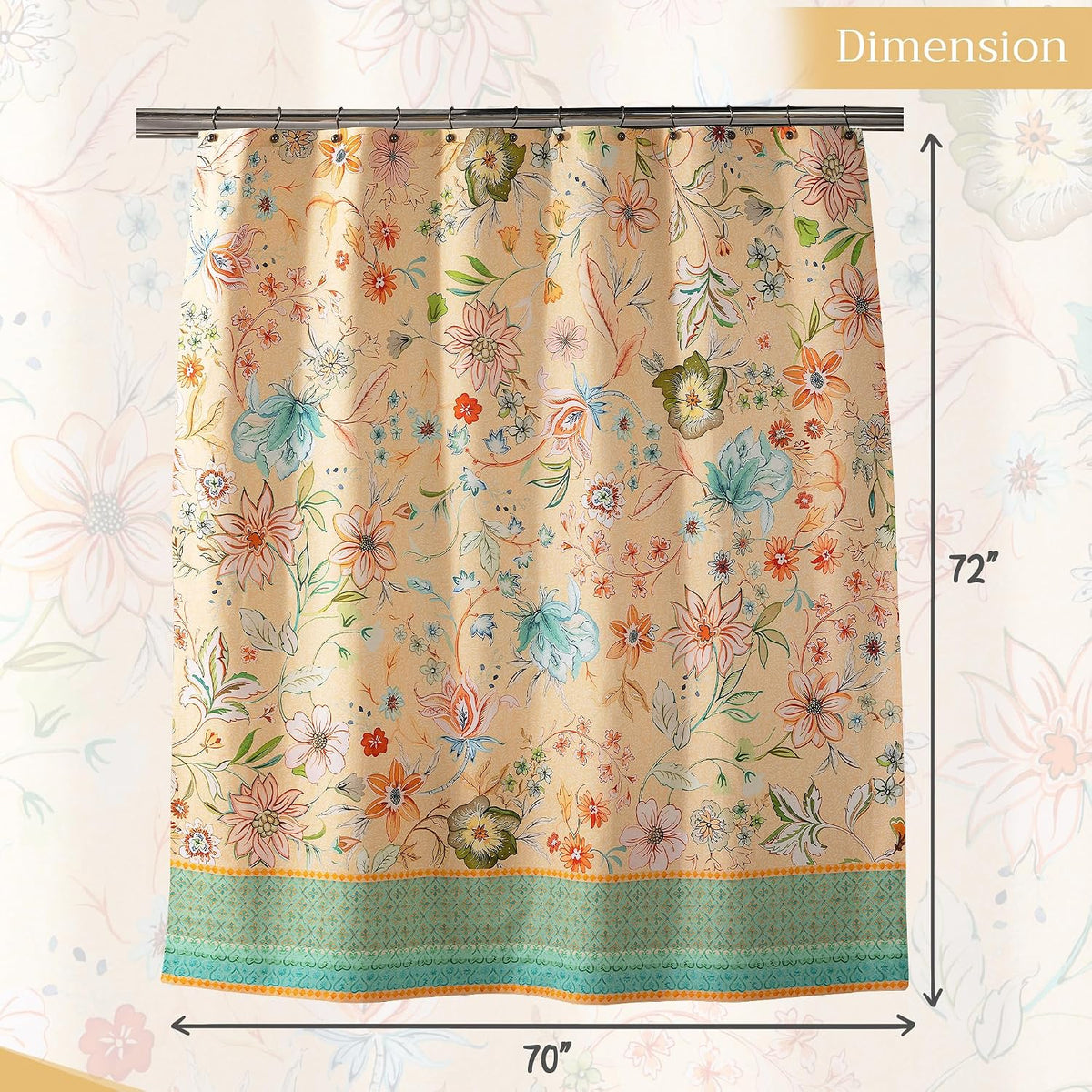 Shower Curtain 100% Cotton (70"x72", Pack of 1) Home Spa