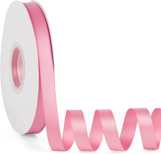 Double Faced Solid Color Peach Pink Satin Ribbon 1/2" X 50 Yards Continuous, High Density Polyester Ribbon for Gifts Wrapping, Wedding, Party, Crafts, Hair Bows, Flowers, Home DIY Decor