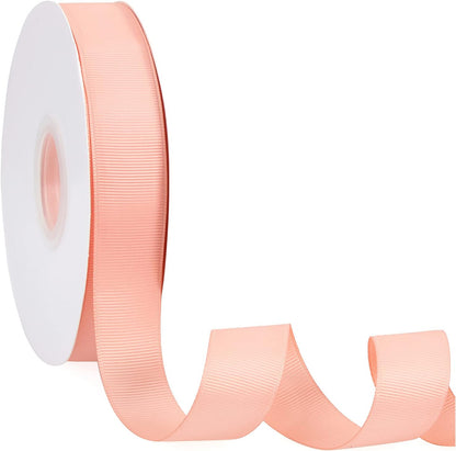 Peach 1" X 50 Yards Solid Color Double Faced Grosgrain Ribbon for Gifts Wrapping, Wedding, Party, Crafts