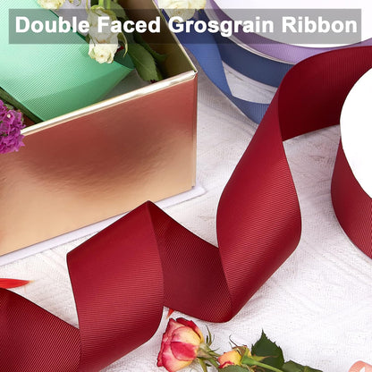 Peach 1" X 50 Yards Solid Color Double Faced Grosgrain Ribbon for Gifts Wrapping, Wedding, Party, Crafts