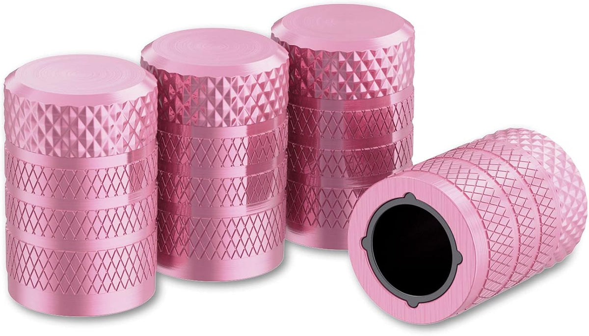 Tire Valve Stem Caps, Aluminum Pink, 4 pcs/Pack