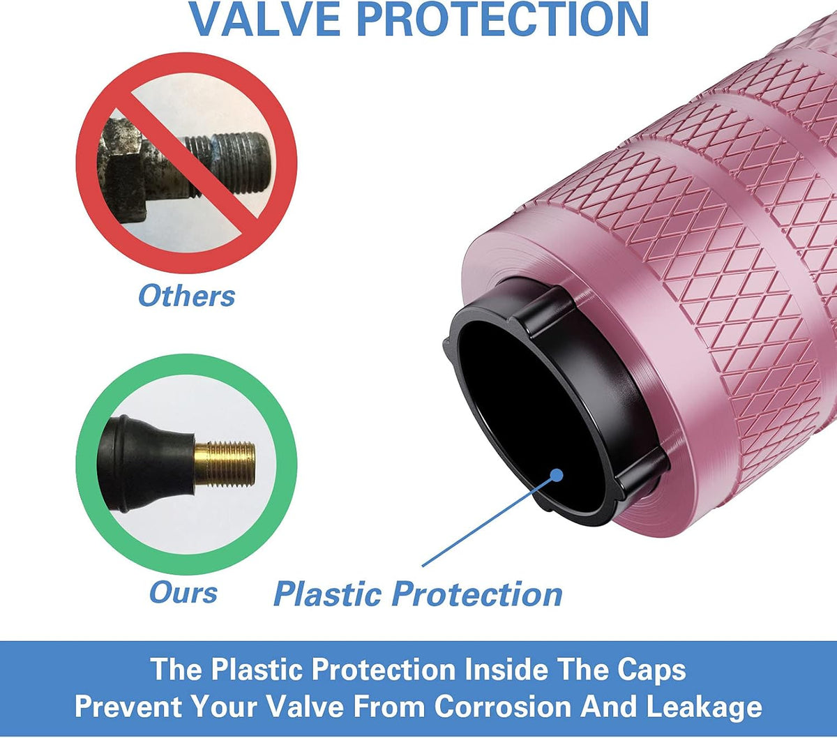Tire Valve Stem Caps, Aluminum Pink, 4 pcs/Pack