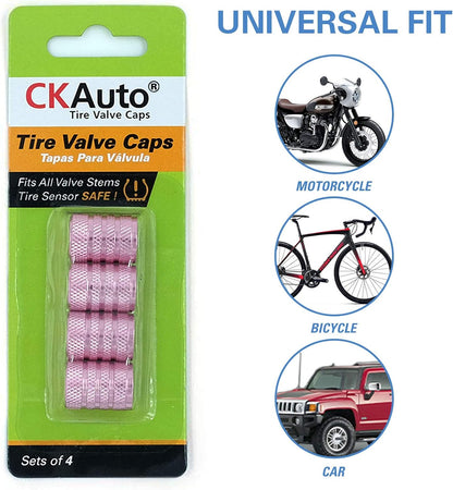 Tire Valve Stem Caps, Aluminum Pink, 4 pcs/Pack