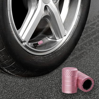 Tire Valve Stem Caps, Aluminum Pink, 4 pcs/Pack