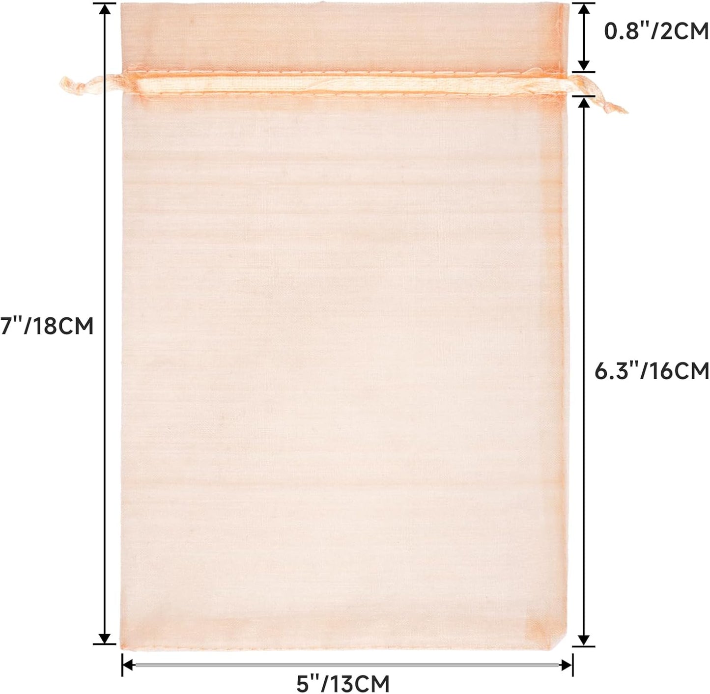 G2PLUS 25PCS Peach Organza Bags 5x7 inches - Sheer Mesh Jewelry Pouches, Organza Gift Bags with Drawstring for Candy, Jewelry, Wedding Party Favors