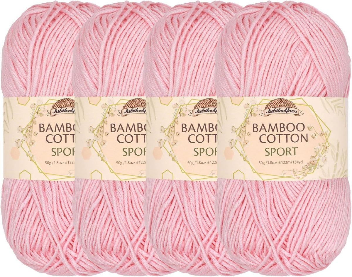 JubileeYarn Bamboo Cotton Sport Yarn - Primrose Pink - 4 Skeins